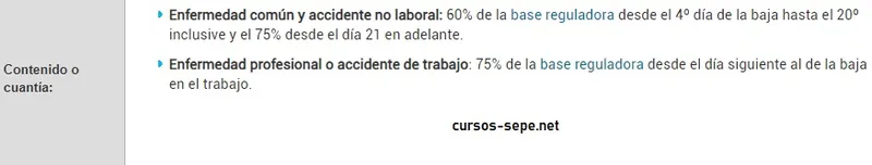 Cuantías oficiales establecidas por la Seguridad Social española para la Incapacidad Temporal de un trabajador (Baja laboral) 