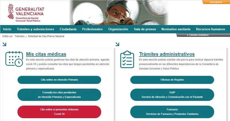 Realiza la solicitud de Cita previa en los centros de Salud de la comunidad Valenciana por internet.