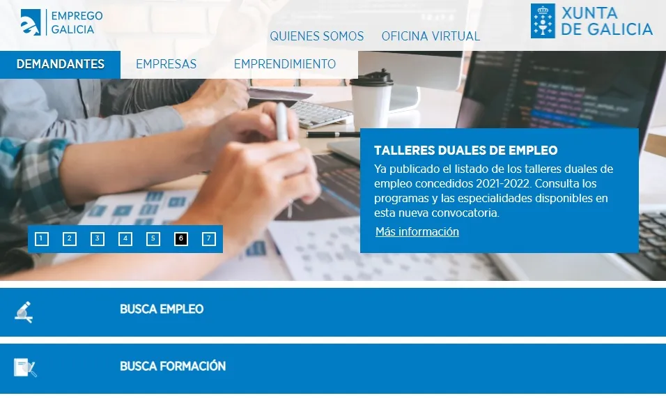 Accede a la pagina oficial de Emprego Xunta para poder gestionar tus prestaciones, ayudas y formaciones o cursos.