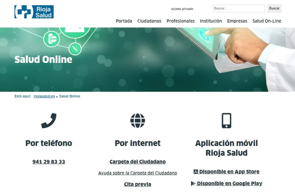 Información Online y datos de interés sobre Salud Rioja
