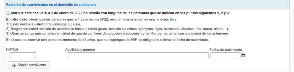 Captura del 5 paso del formulario de solicitud de la ayuda de 200 Euros ofrecida por el Gobierno de España.