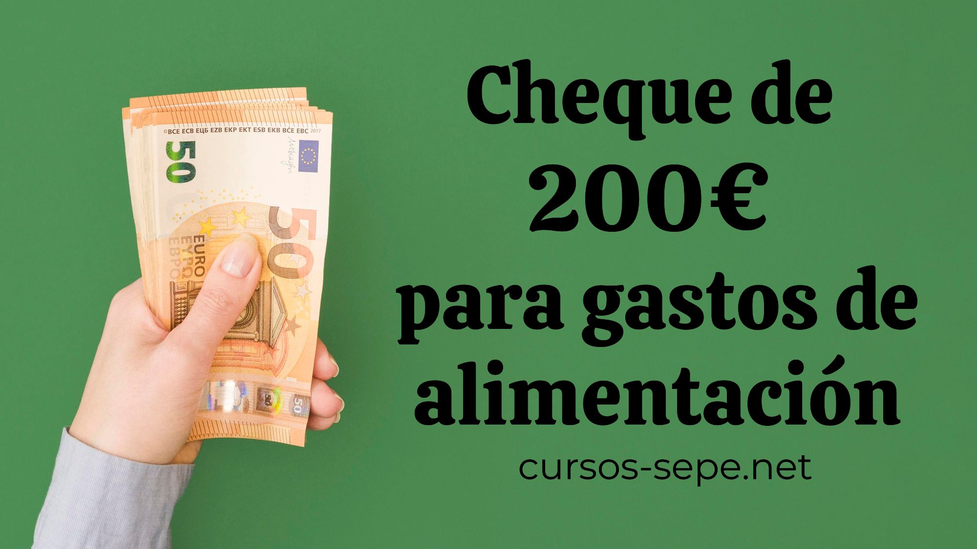 Persona con 200€ en la mano del cheque aprobado por el gobierno