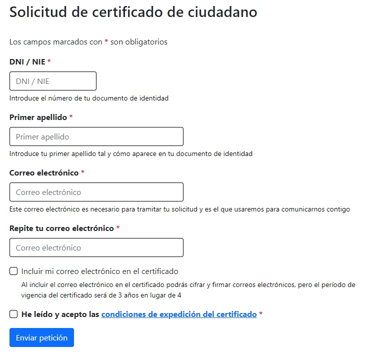 Formulario solicitud FNMT certificado Digital por Videollamada