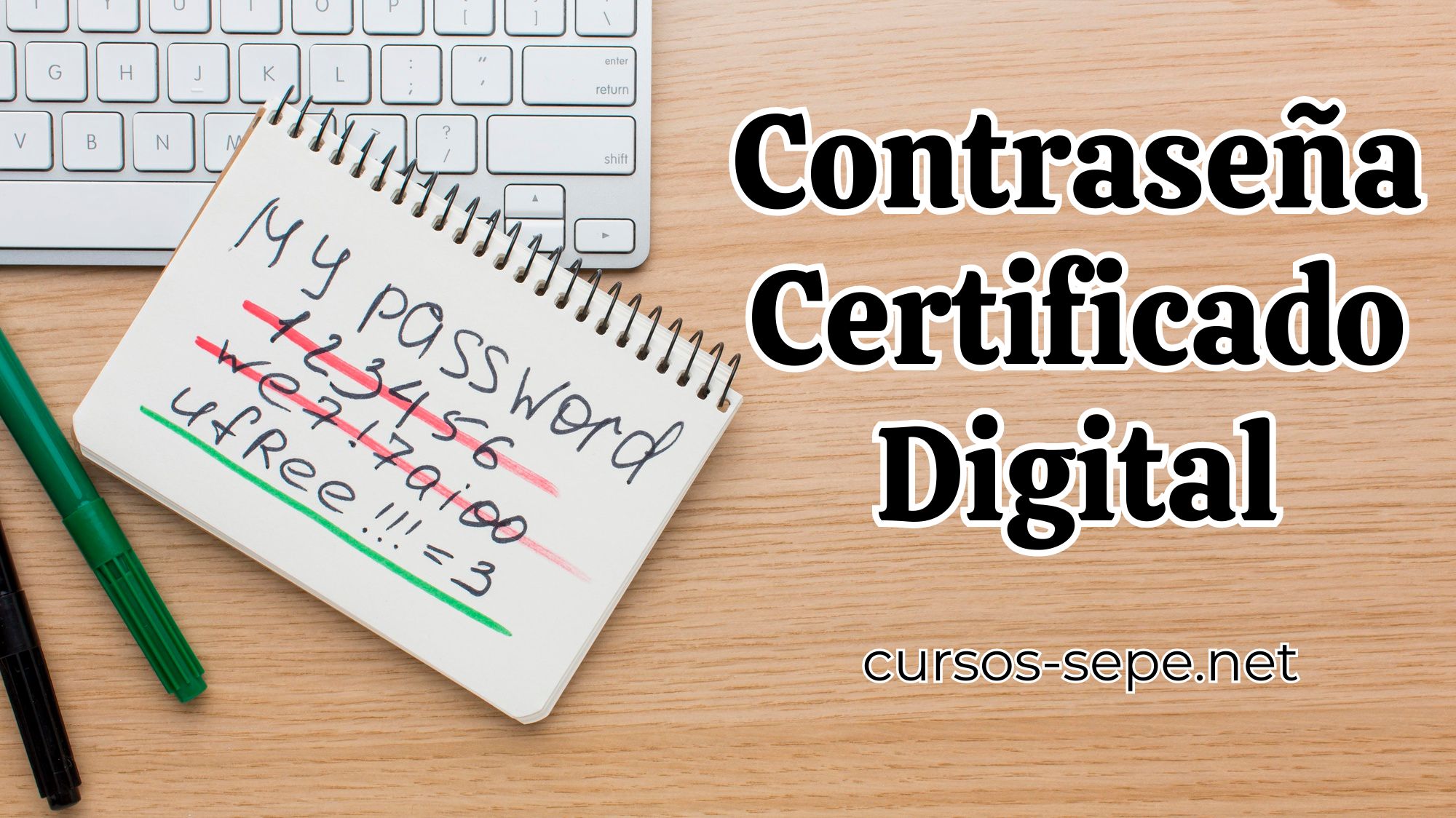 Contraseña del certificado digital apuntada en un cuaderno.