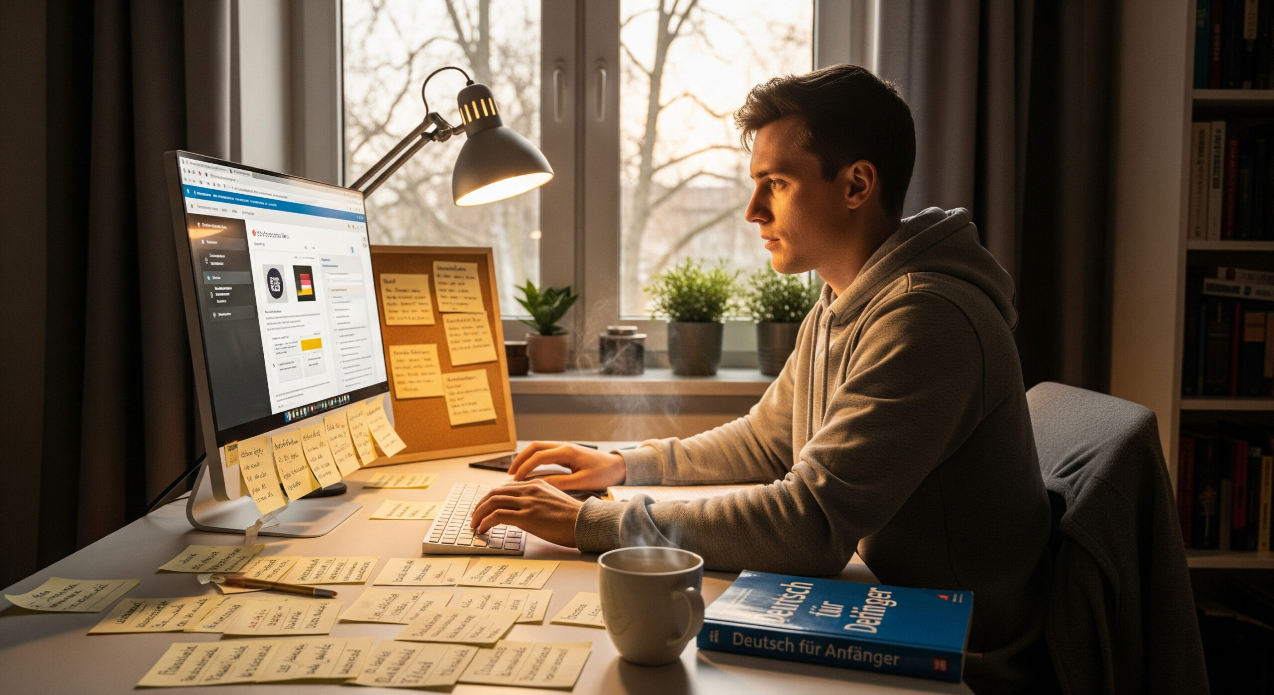 Estudiante realizando un curso online de Alemán para ir a trabajar a Alemania