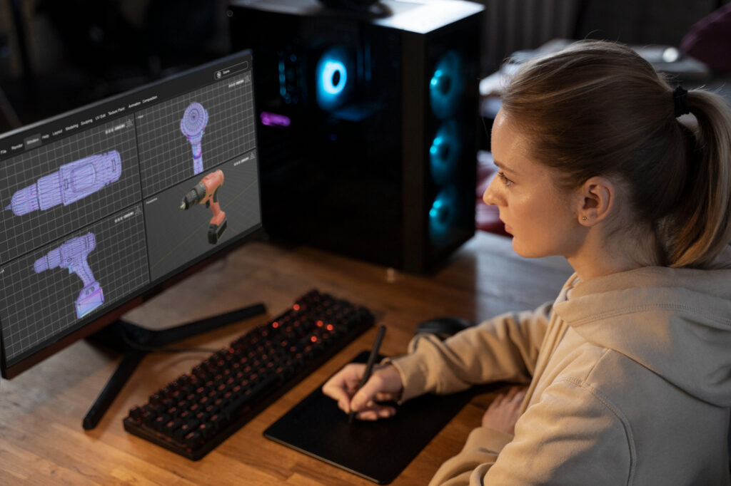 Mujer programando un videojuego